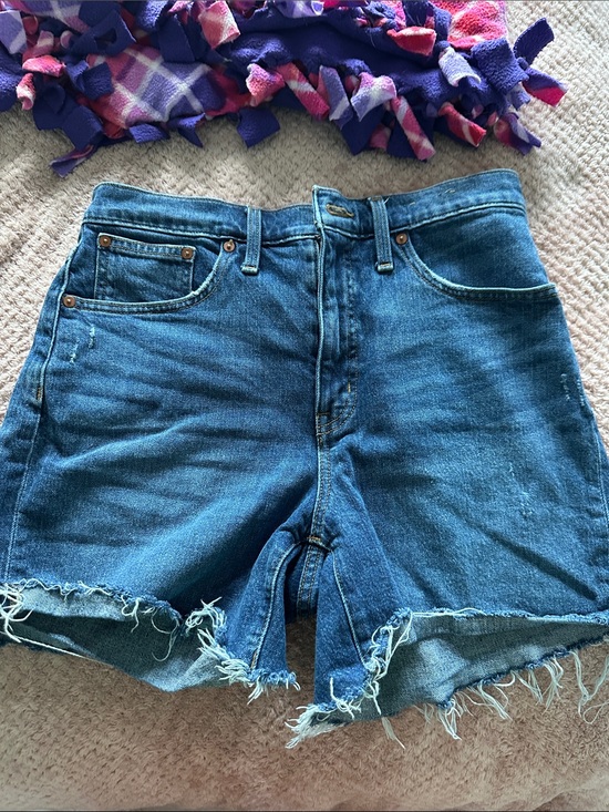 Madewell Pants - Madewell Blue High-Rise Frayed Hem Denim Shorts